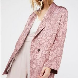 Free People Pink Paisley Jacquard Blazer